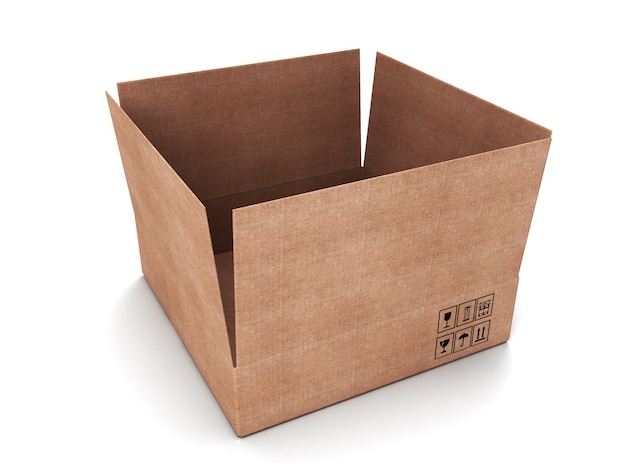 Opened carboard box isolated