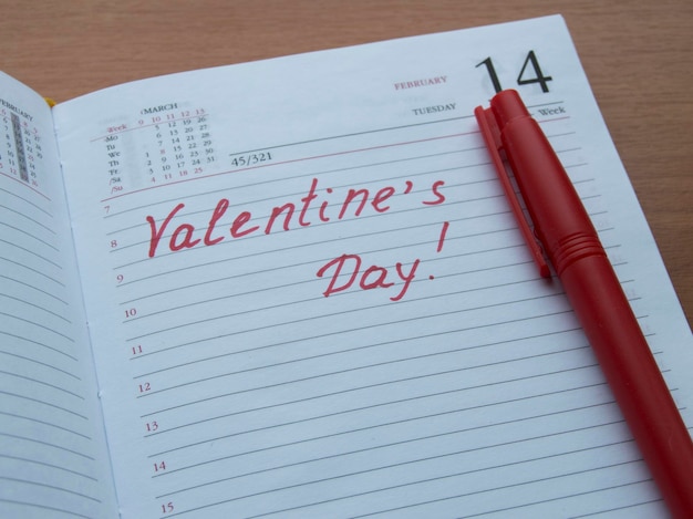 Opened the diary with the words Valentine's Day