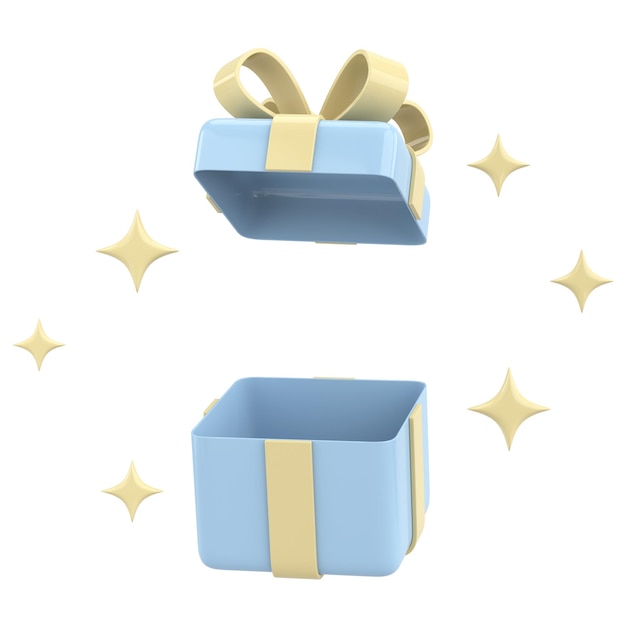 Opened gift box 3D gift box 3D illustration