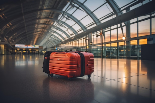 Opened luggage on airport carousel suitcase architecture building