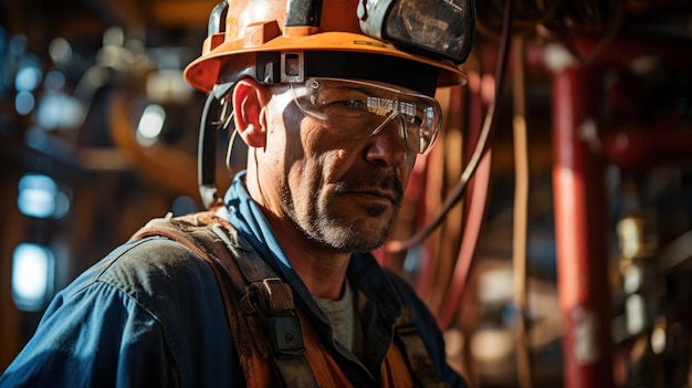 An operator working doing maintenance tasks on an oil