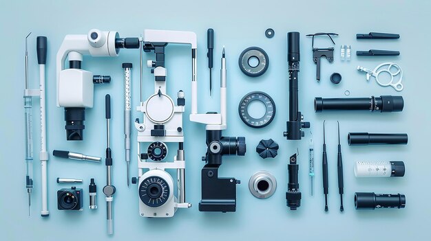 Photo ophthalmic equipment on flat background