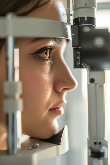 Photo ophthalmologist performing comprehensive eye examination to assess vision and eye health