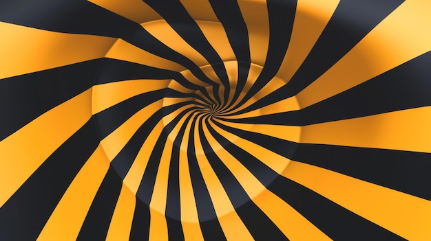 Optical illusion with black and yellow spiral pattern