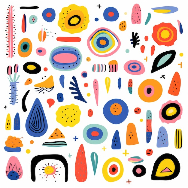 Optical supplies colorful set of doodles on white background Generative AI