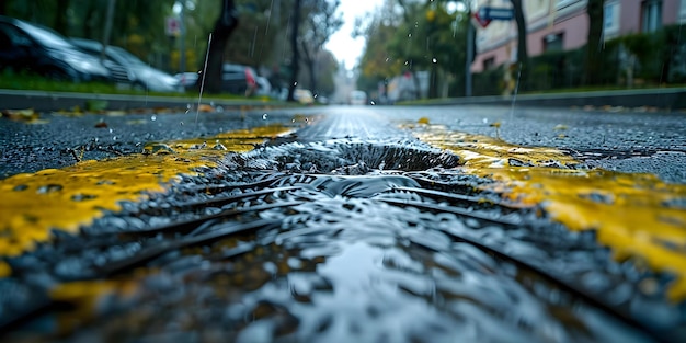 Optimizing Street Water Drainage for Effective Rainwater Management Concept Green Infrastructure Stormwater Management Urban Planning Water Conservation Sustainable Cities