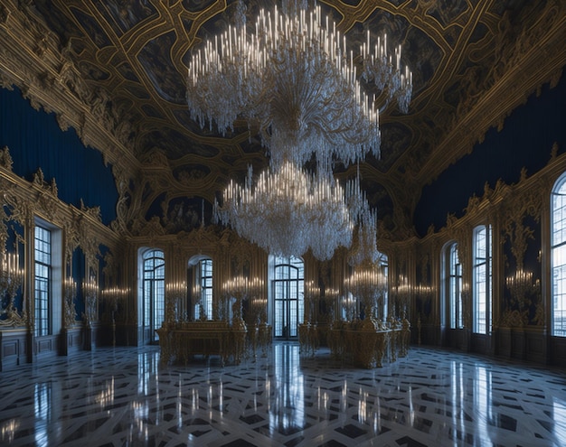 Opulence Unveiled Exploring the Realistic Beauty of a Hall of Mirrors in Versailles