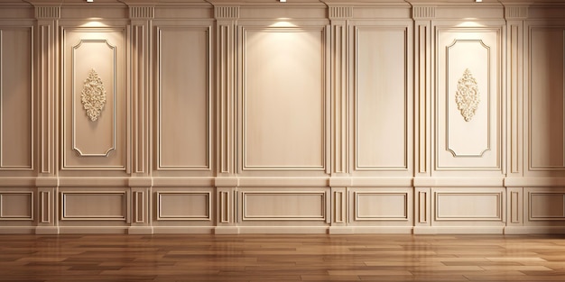 Opulent Elegance Luxurious Hallway Adorned with Exquisite Wood Panels Generative Ai