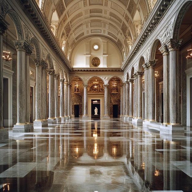 Photo opulent marble hall with timeless elegance