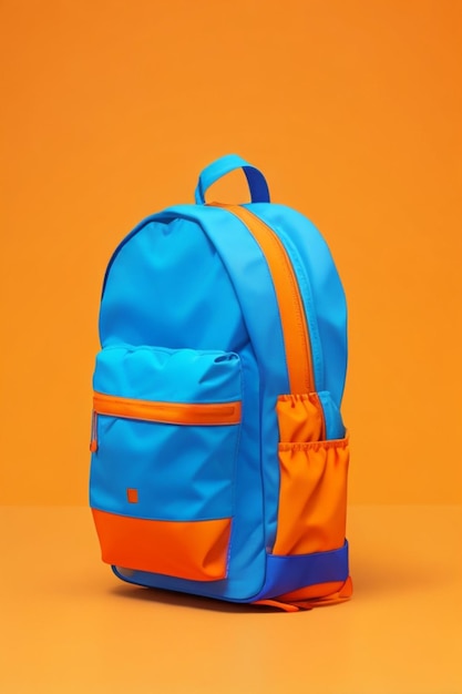 orange 3D backpack on a blue background