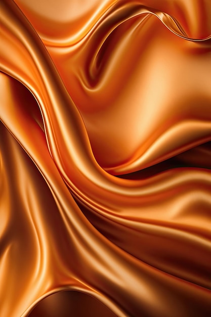 Orange abstract shiny plastic silk or satin wavy background Generative AI