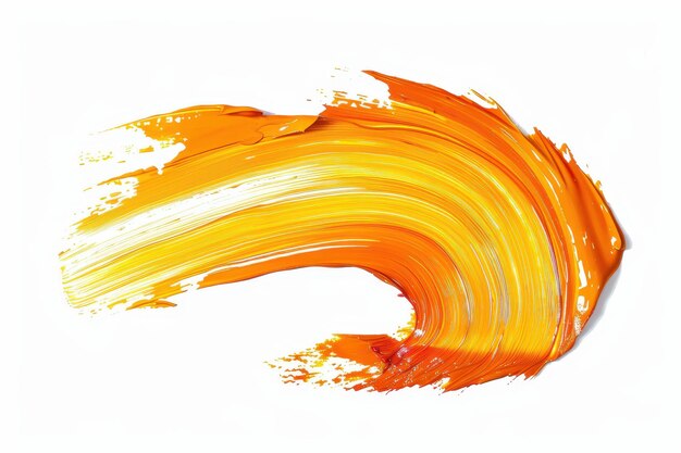 Orange abstract stroke on white background Colorful oil paint stroke