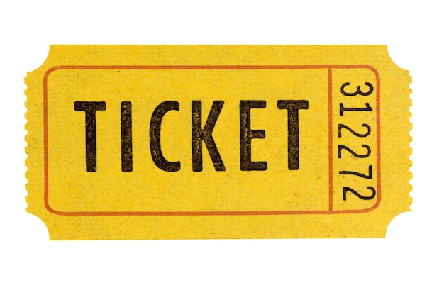 Orange admission ticket isolated white