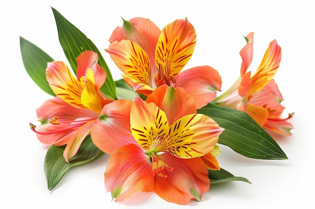 Orange Alstroemeria Flower Isolated on White Background