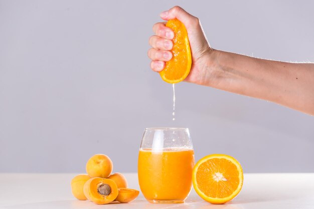 orange and apricot juice, fresh and nutritious