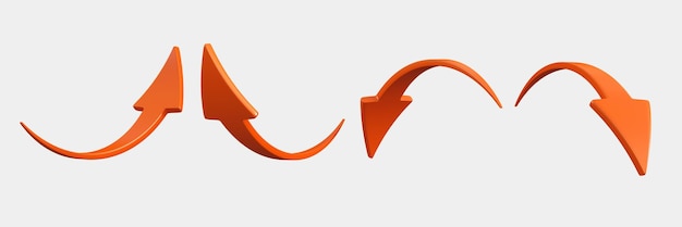 Photo orange arrow icons 3d render