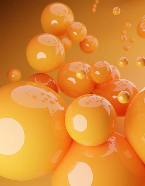 Orange background wallpaper collection with glossy spheres3D render image with texture ideal for marketing and social media images Minimal canvas copy space for text and images