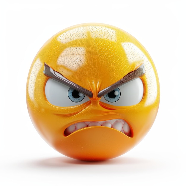 Photo an orange ball with an angry angry face and angry angry expression