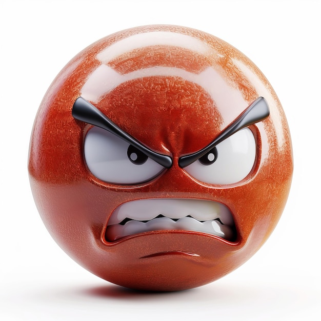 Photo an orange ball with a angry face and a angry face