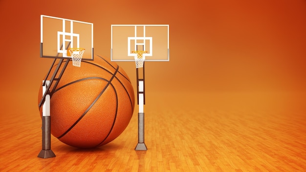 Orange basket ball. 3d rendering