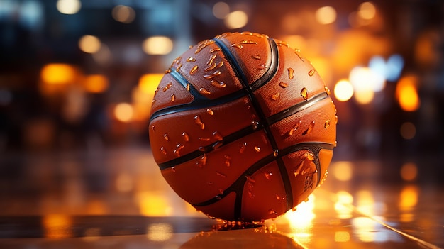 The Orange Basketball Ball Flies Through The Basket