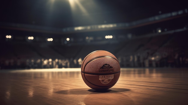 Orange basketball with black metallic line design on realistic background Al generated