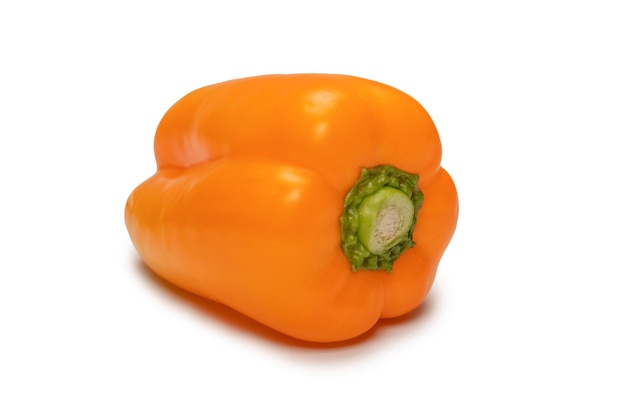 Orange bell pepper isolated on white background Top view Copy space