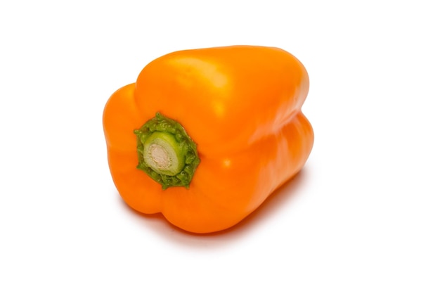 Orange bell pepper isolated on white background Top view Copy space