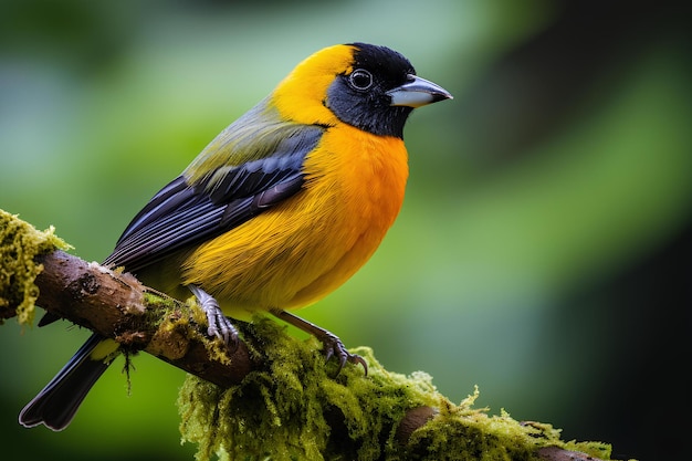 Orange bellied sparrow in natural forest environment Wildlife photography