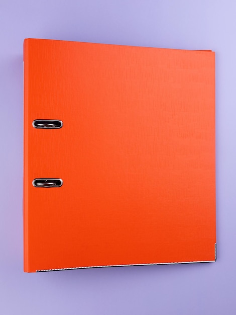 Photo orange binder file folder close up brand identity design set mockup folder business