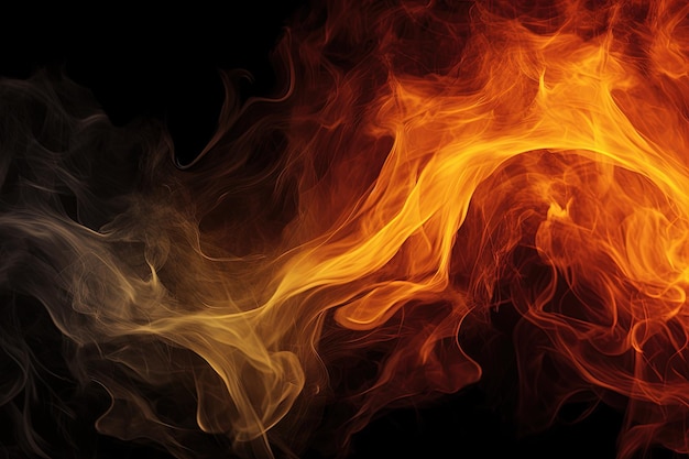 orange and black flames on black background fire vibrant color extreme heat