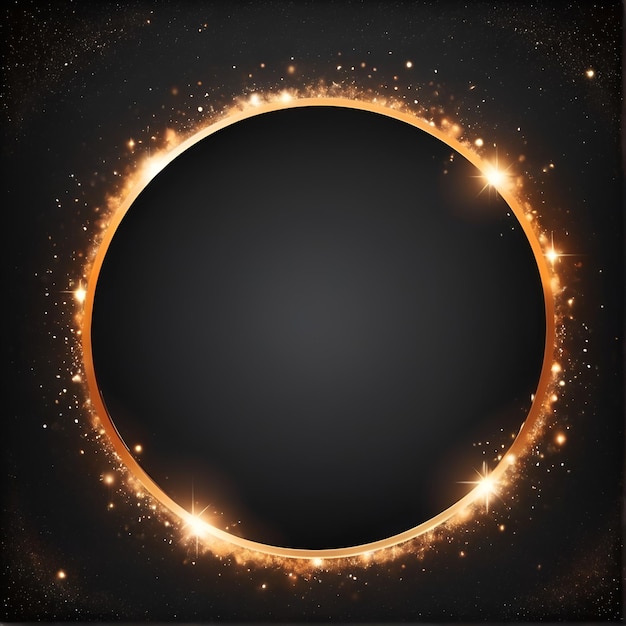 orange black gradient dark empty circle with shiny stars and bokeh effect fantastic magic