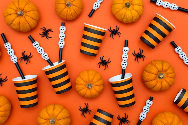 Orange and black happy halloween party background