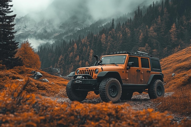 An orange and black social media Instagram post square jeep Ai photo