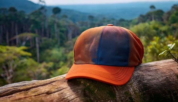 a orange and blue cap that has the word  the  on it