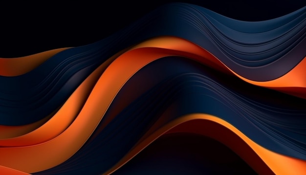 An orange and blue wave is on a black background.