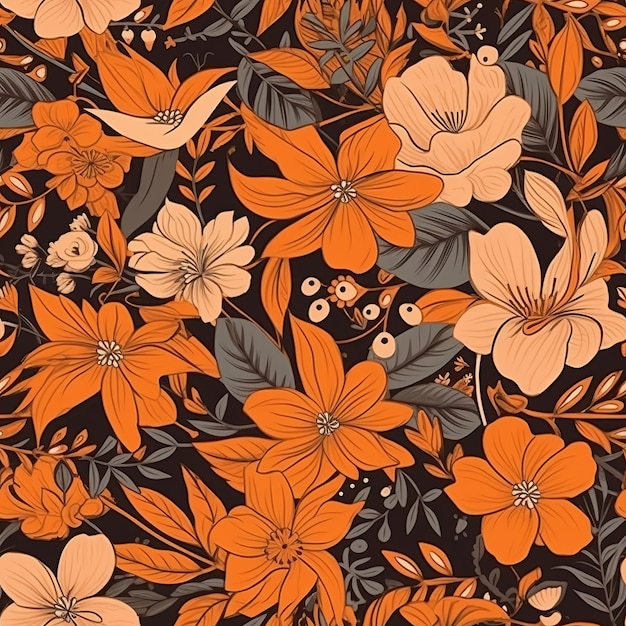 Orange Botanical botanical organize establishment sensible for shape prints Seamless pattern AI Generated