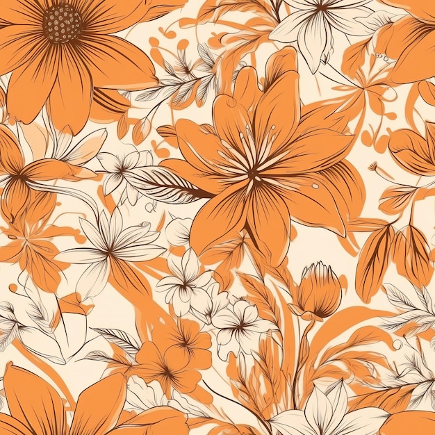 Orange Botanical botanical organize establishment sensible for shape prints Seamless pattern AI Generated