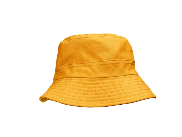 Orange bucket hat isolated on white