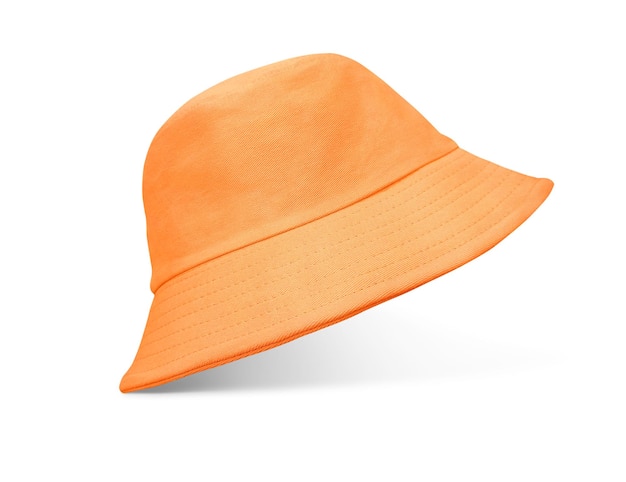 Orange bucket hat on white background