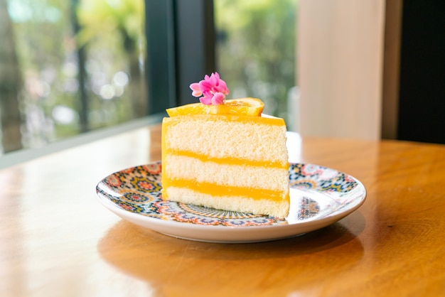 Orange cake on beautiful plate