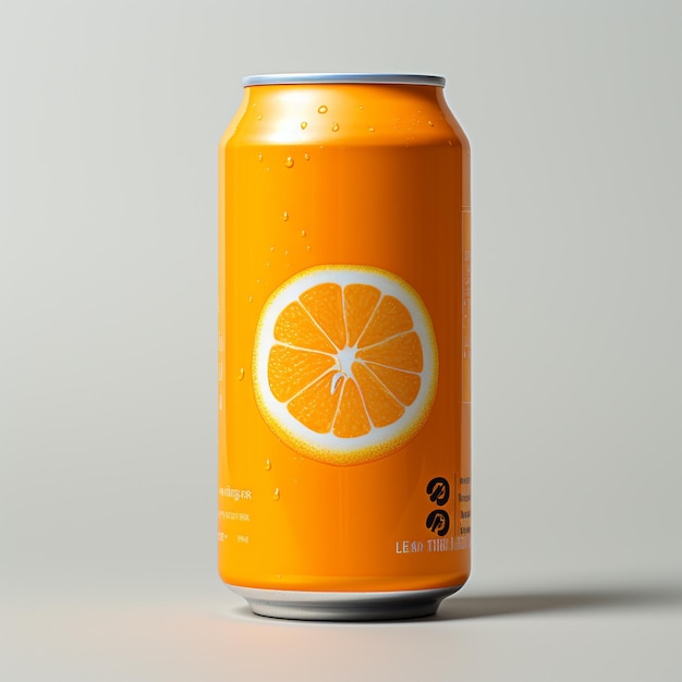 an orange can with a lemon on it and a lemon on the top