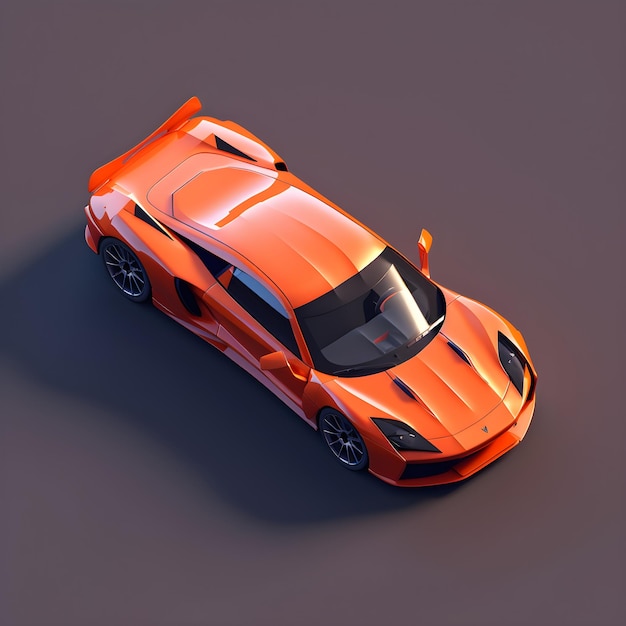 An orange car with low poly style