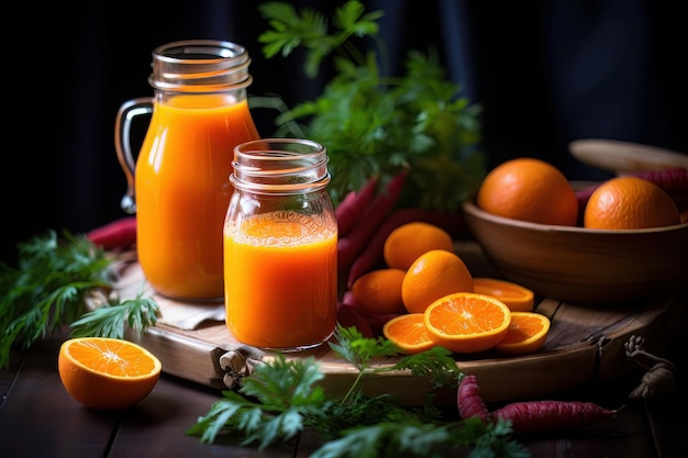 Orange and carrot wellness elixir homemade fruit juice