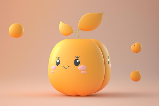 An orange cartoon character with a leaf on its face.