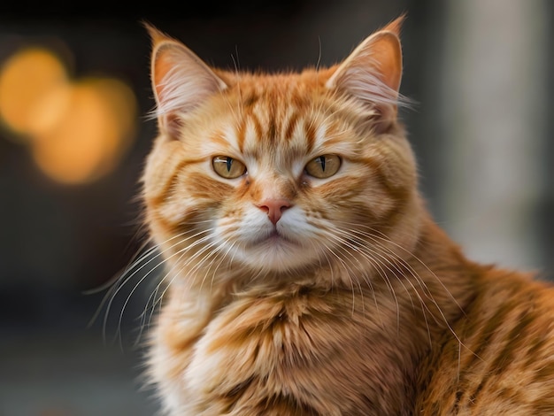 orange cat on blurry background orange cat is sitting on a blurry background