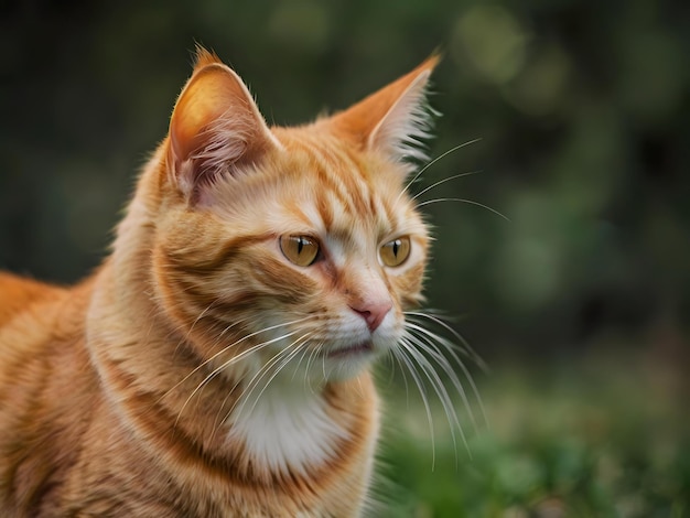 orange cat on blurry background orange cat is sitting on a blurry background