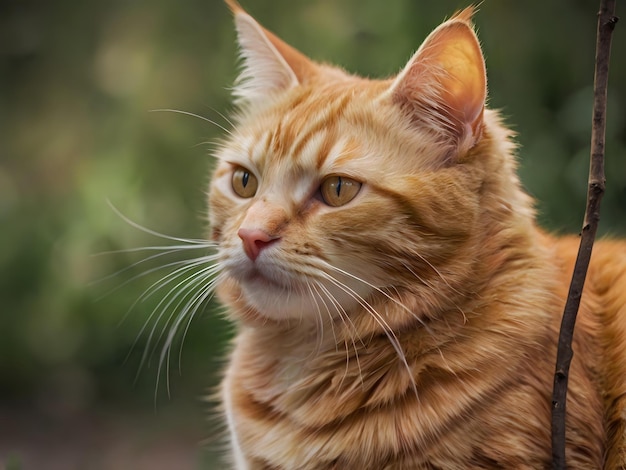 orange cat on blurry background orange cat is sitting on a blurry background