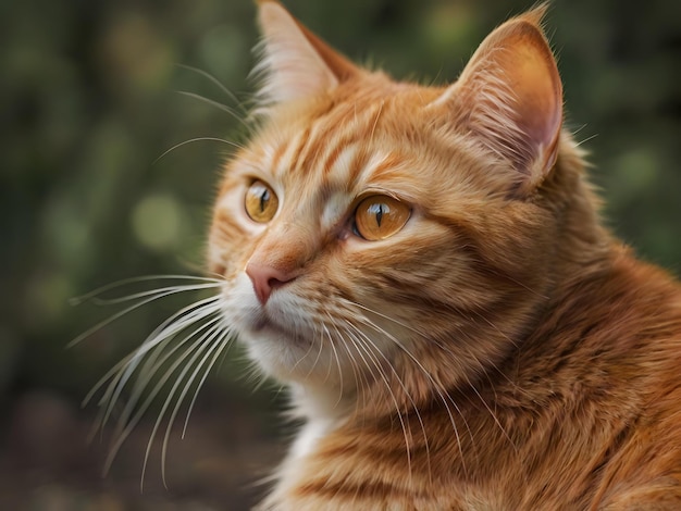 orange cat on blurry background orange cat is sitting on a blurry background