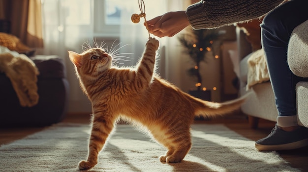 Orange Cat Playing with Toy